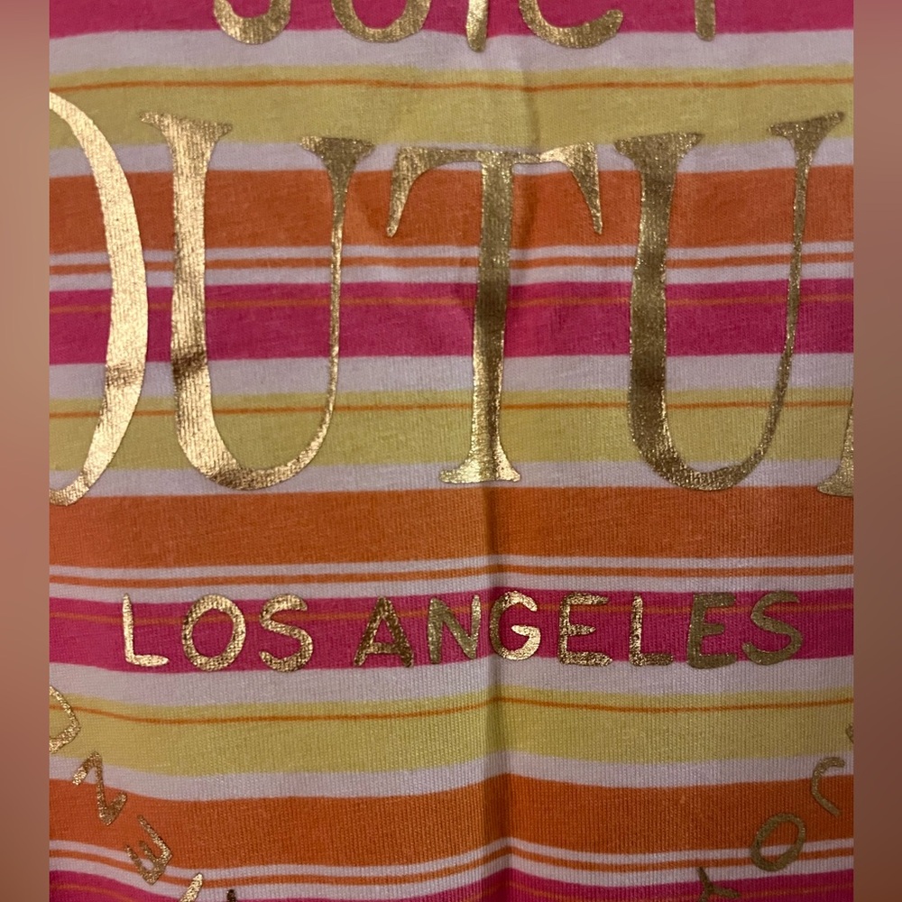 Juicy Couture Pink and Orange Yellow Striped Tee Shirt Dress Size 12 - Picture 7 of 12